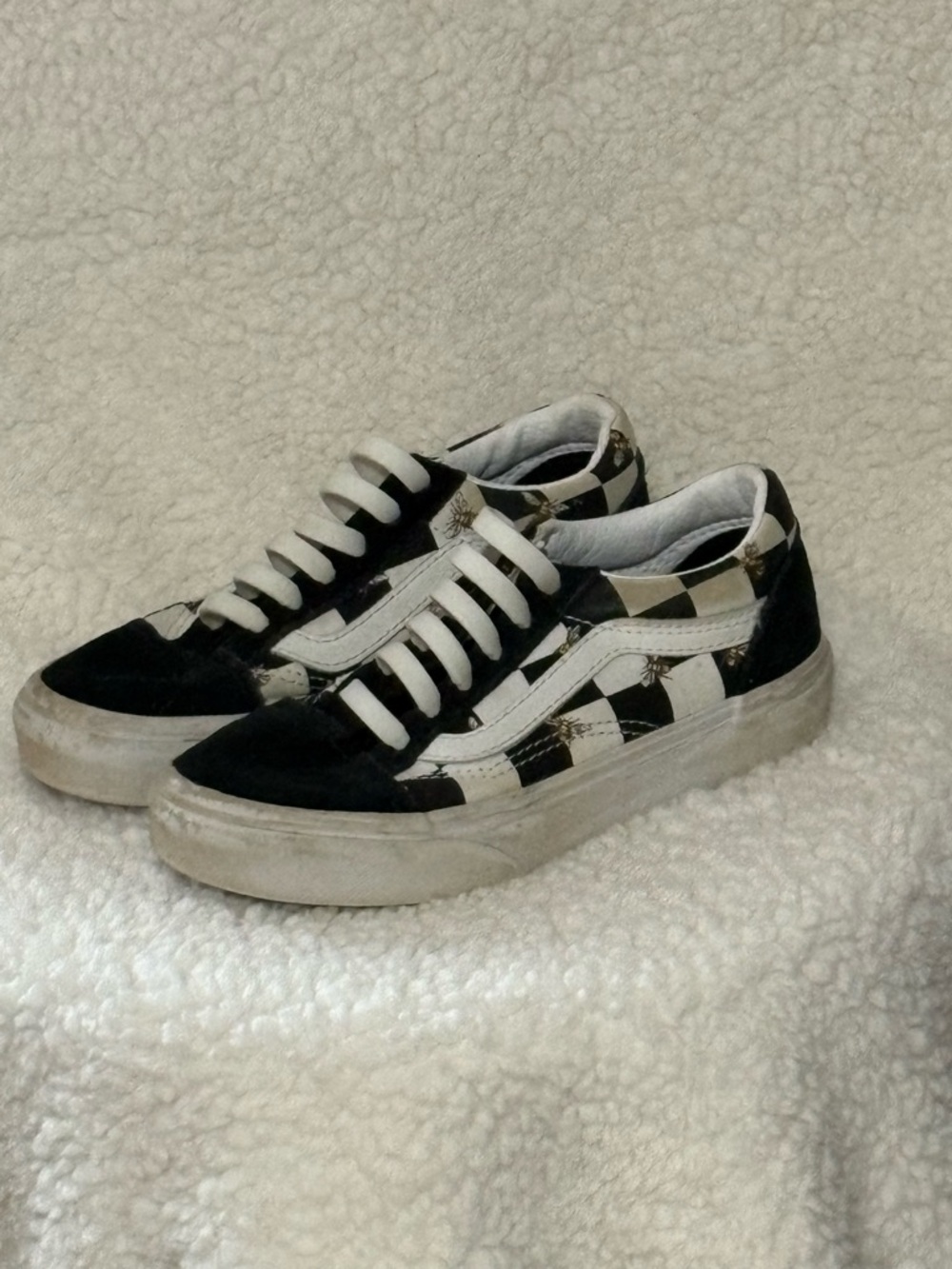 Black & White Checkerboard Low-Top Sneakers